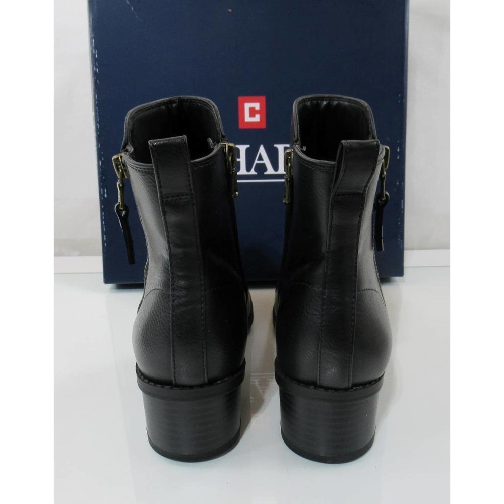 Women's Shoes Chaps PAGE Ankle Boots Booties Double Zip Round Toe Black Size 6 - Picture 5 of 6